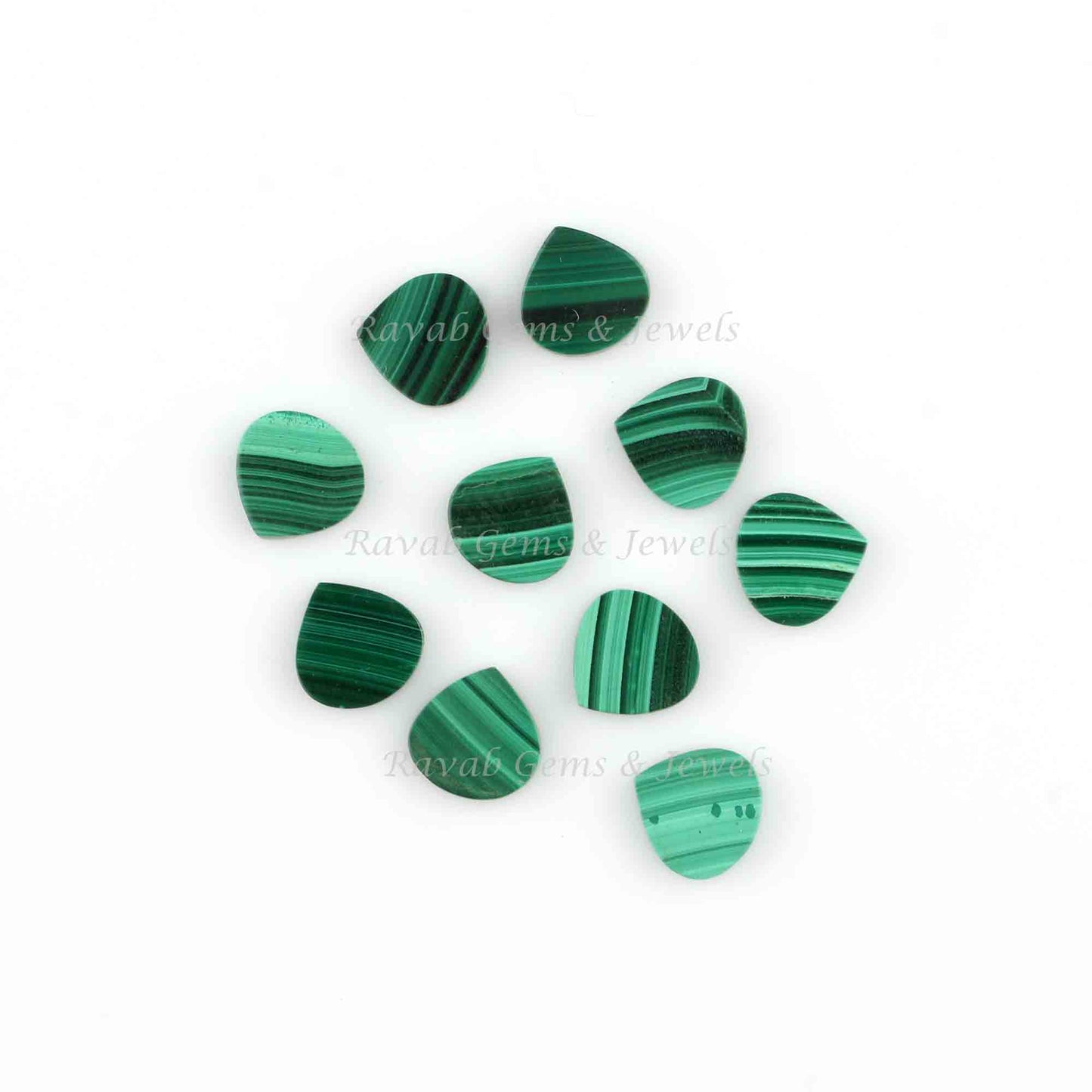 Natural Green Malachite Heart Shape Gemstone for Jewelry Making Calibrated Stones, Kidney Stones Semi Precious 5 Pcs Set All Sizes Available