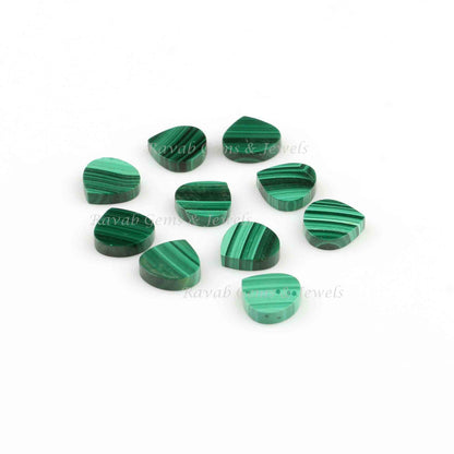 Natural Green Malachite Heart Shape Gemstone for Jewelry Making Calibrated Stones, Kidney Stones Semi Precious 5 Pcs Set All Sizes Available