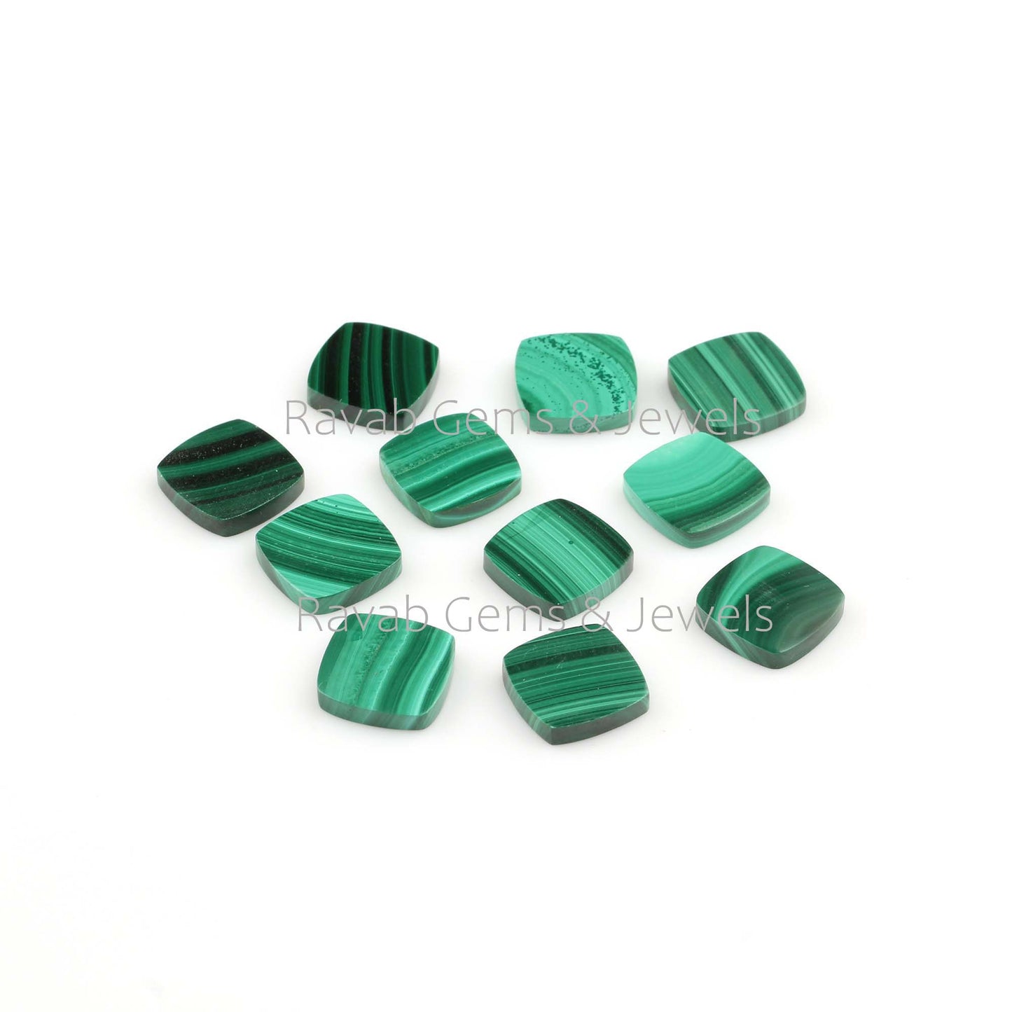 10 Pc Natural Malachite, Cushion Shape, Both Side Flat, 12x12 mm, Semi Precious Stone, Jewelry Making, Earring, Pendant, All Sizes Available