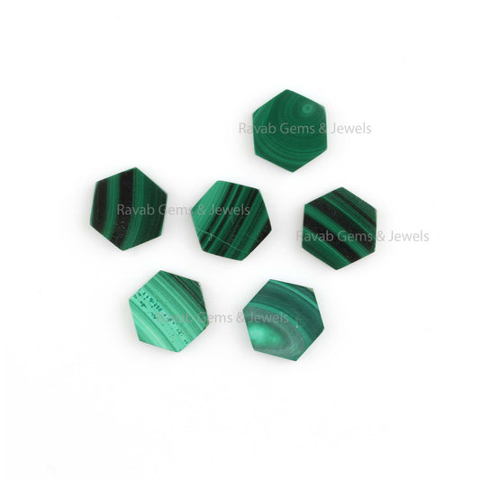 Natural Malachite, Hexagon Both Side Flat, Calibrate Smooth, Semi Precious Stone, Loose Gemstone, Jewelry Earring 5 Pcs All Sizes Available