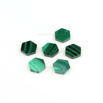 Natural Malachite, Hexagon Both Side Flat, Calibrate Smooth, Semi Precious Stone, Loose Gemstone, Jewelry Earring 5 Pcs All Sizes Available