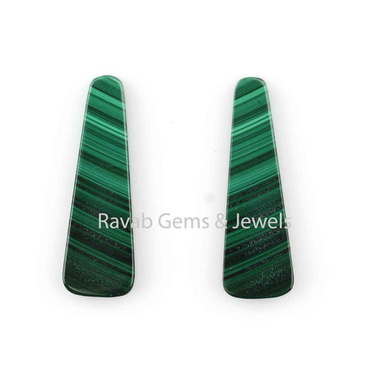 8x16mm Natural Malachite Trapezoid Shape Smooth Flat Gemstone, Calibrated Loose Beads Stone For Jewelry Earring Making 2 Pcs Set All Sizes