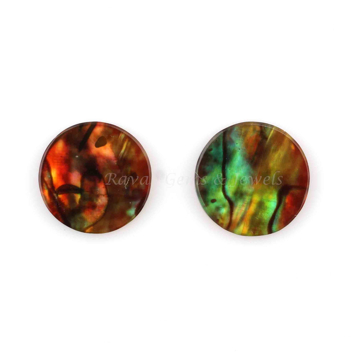 Orange Ammolite Quartz Round Coin, 12mm Both Side Flat Gemstone, Calibrated Loose Stones For Jewelry Earring Making 2 Pcs Set Available