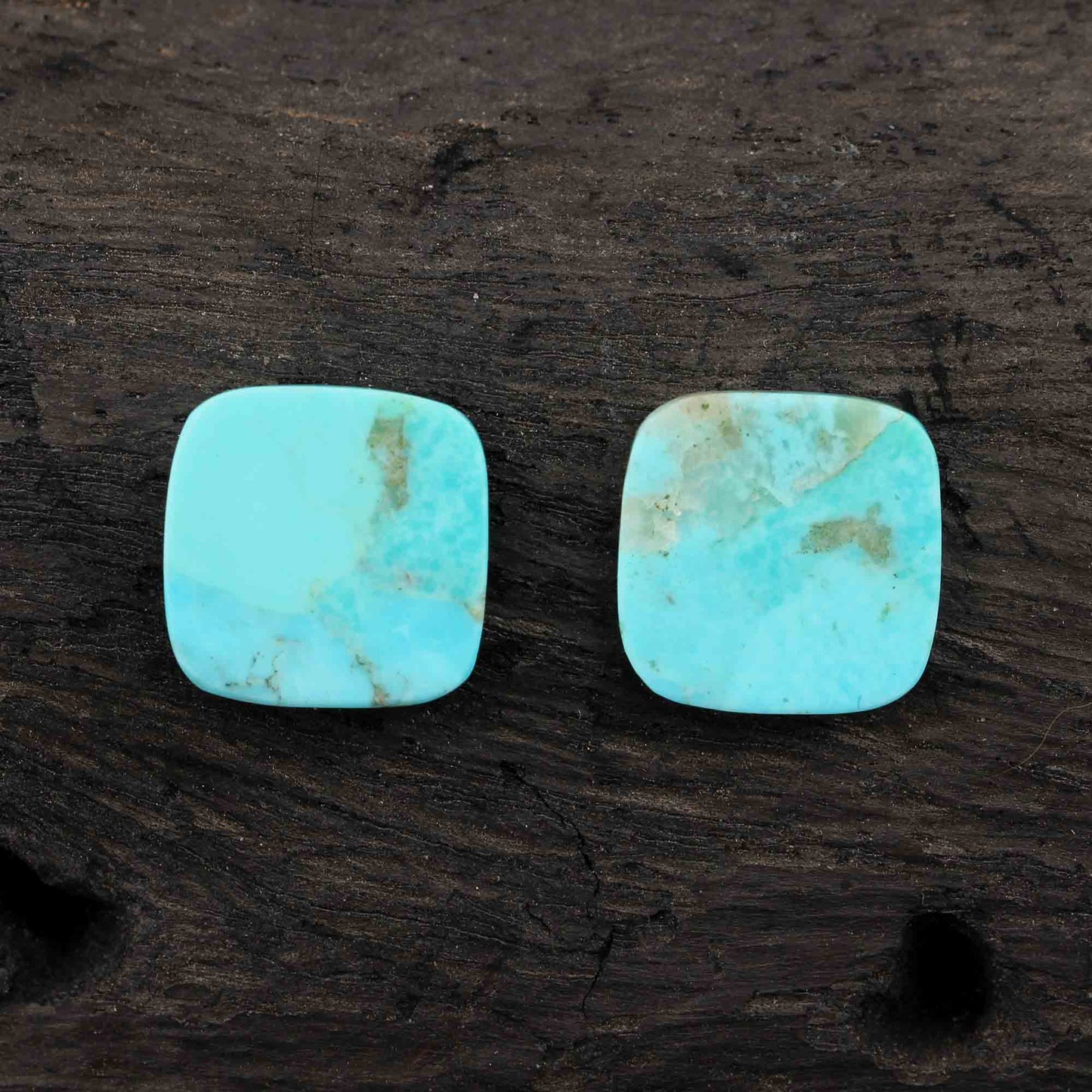 Natural Arizona Turquoise Cushion Shape Smooth Flat Gemstone, Loose Beads Calibrated Stone For Matching Jewelry Earring 2 Pcs Set Available