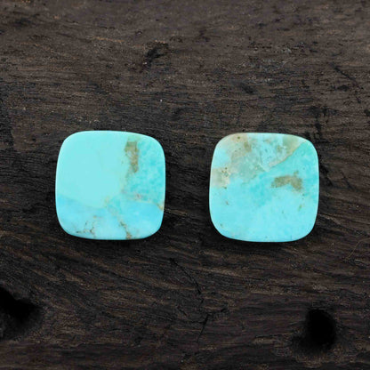 Natural Arizona Turquoise Cushion Shape Smooth Flat Gemstone, Loose Beads Calibrated Stone For Matching Jewelry Earring 2 Pcs Set Available