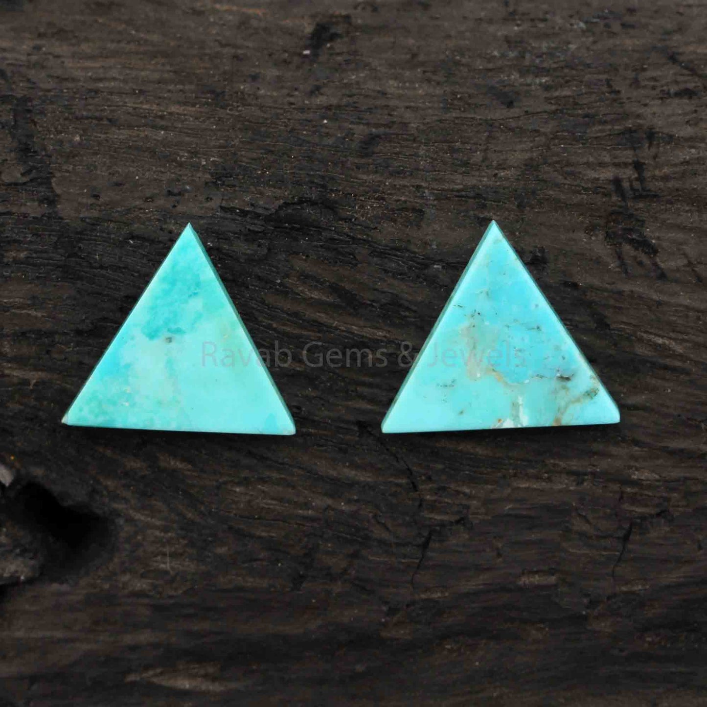 Natural Arizona Turquoise Triangle Shape Smooth Flat Gemstone, Loose Beads Calibrated Stone For Jewelry Earring Ring Making 12mm 2 Pcs