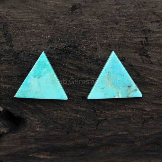 Natural Arizona Turquoise Triangle Shape Smooth Flat Gemstone, Loose Beads Calibrated Stone For Jewelry Earring Ring Making 12mm 2 Pcs