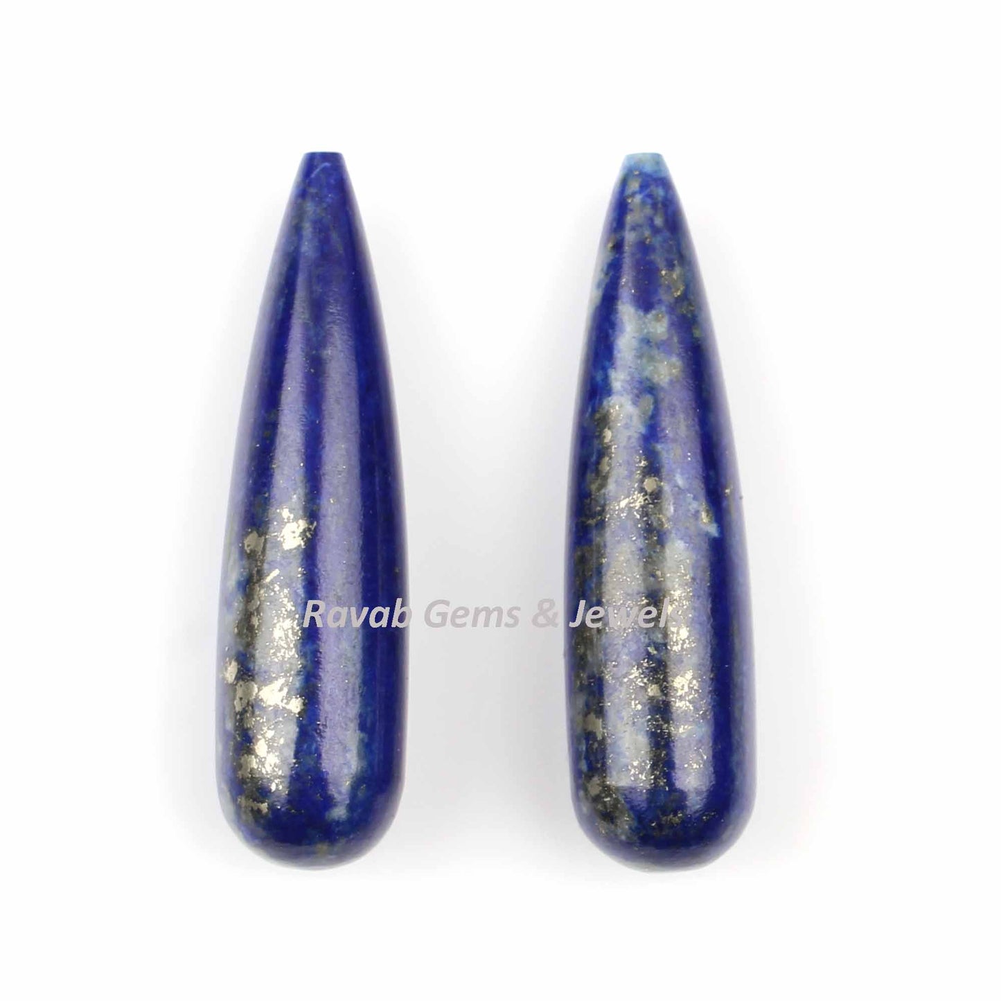 Natural Lapis Lazuli Drops Smooth Gemstone, Loose Beads Calibrated Semi Precious Stone, Long Teardrop Earring Stones 9x30mm 2 Pcs Set