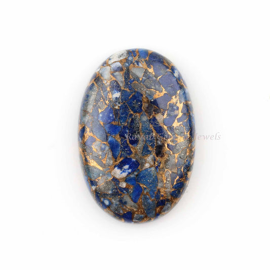 Blue Lapis Lazuli Copper Oval Shape 5x7mm to 20x30mm Cabochon Gemstone | Smooth Calibrated Loose Stone For Jewelry Pendant Ring Making 1 Pc