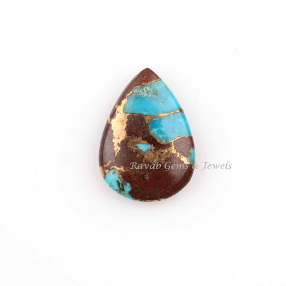 Lava Copper Turquoise Pear 5x7mm to 16x22mm Smooth Briolettes Gemstone, Loose Beads Calibrated, Semi Precious Stone, Jewelry Making - 1 Pc