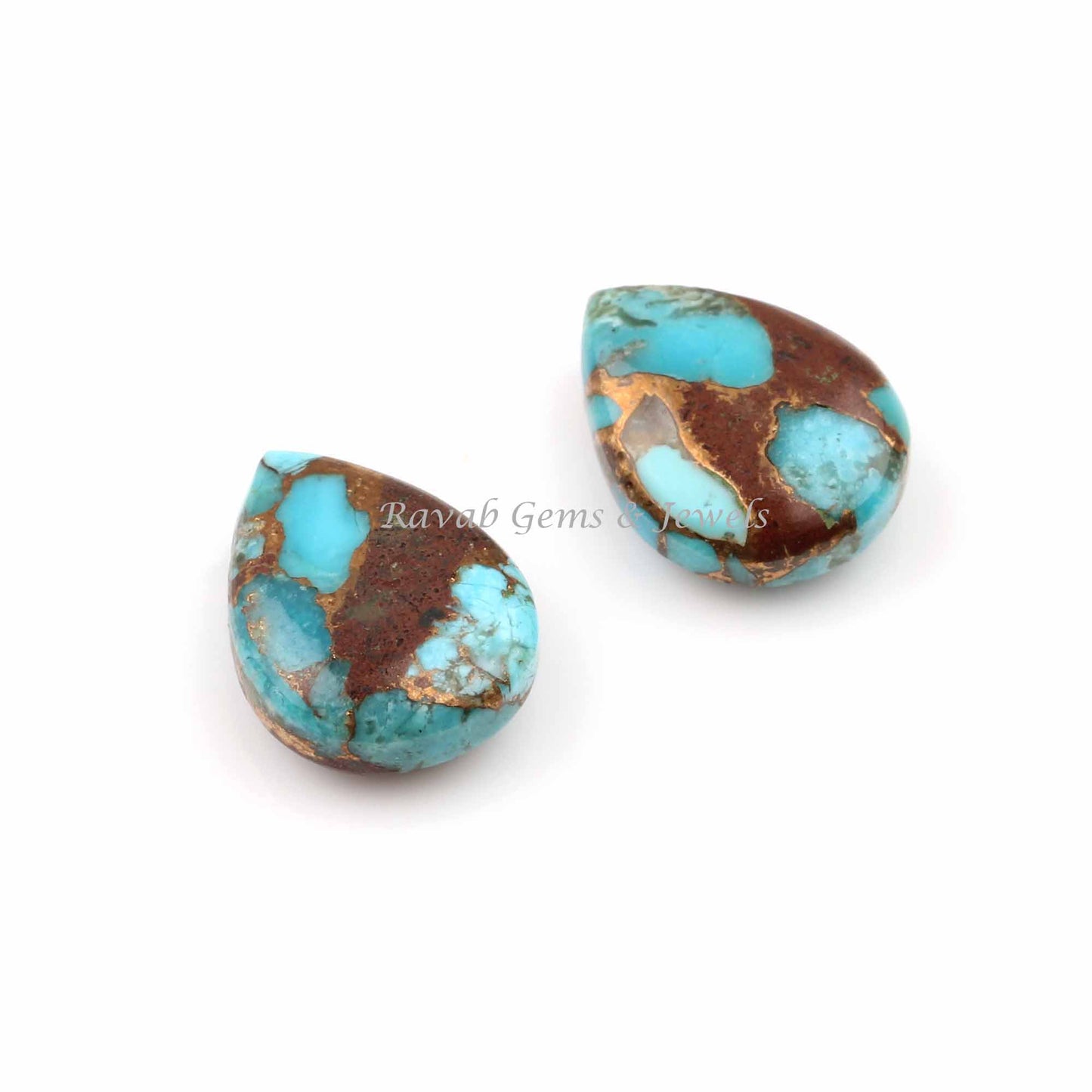 Lava Copper Turquoise 12x16mm Pear Gemstone Smooth Briolette, Calibrated Loose Beads Stone, For Bridesmaid Gifted Earring Stone -2 Pcs