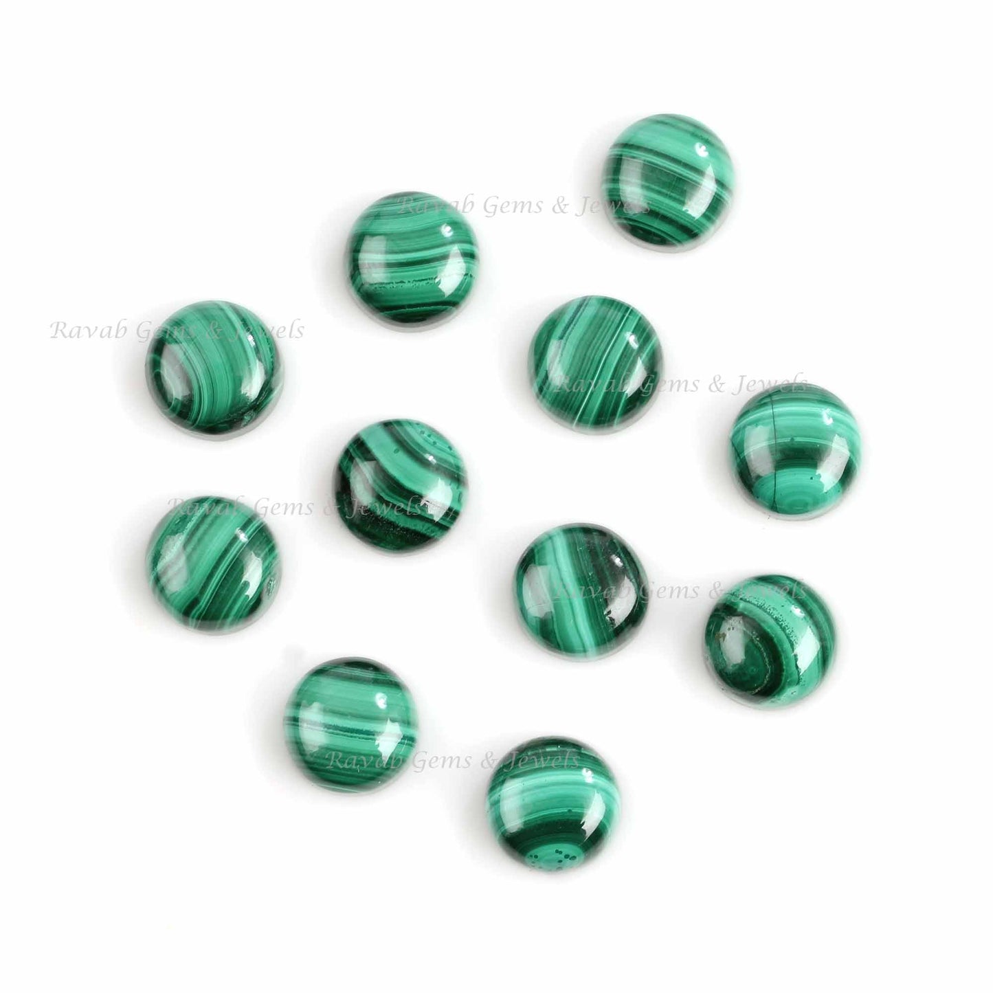 Natural Malachite Round Shape Calibrated Cabochons Gemstone | Smooth Gemstone Cabochons Jewelry, Earrings Making Cabochon 8mm-16mm 5 pcs set