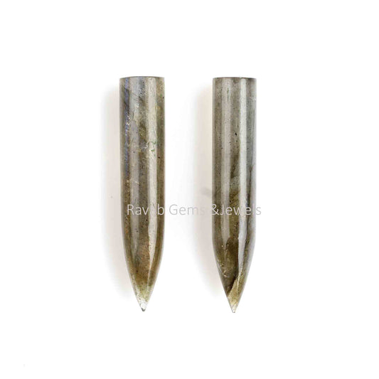 2 Pcs Blue Flashy Labradorite, Elongated Pyramid Pencil, 6x30mm Calibrated Smooth, Loose Gemstone, For Jewelry Making, All Sizes Available