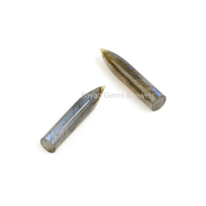 2 Pcs Blue Flashy Labradorite, Elongated Pyramid Pencil, 6x30mm Calibrated Smooth, Loose Gemstone, For Jewelry Making, All Sizes Available