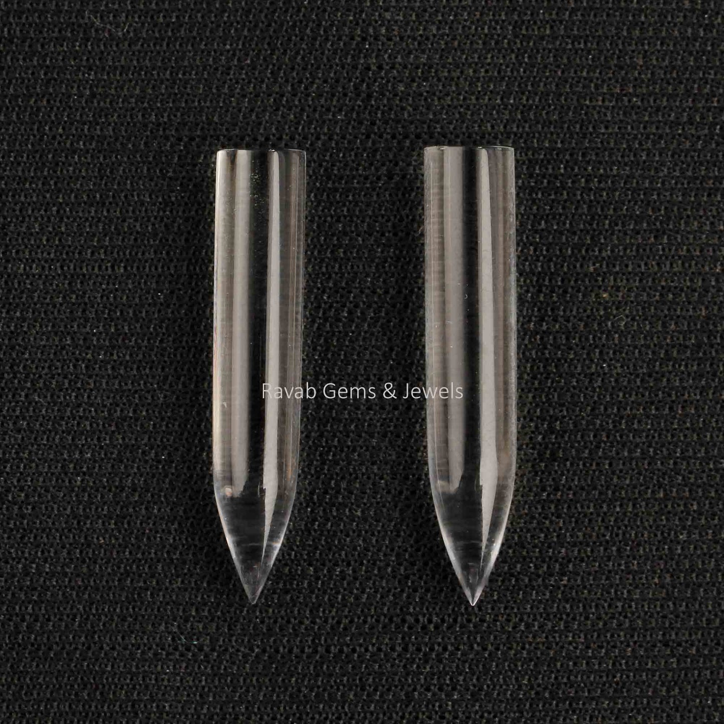 2 Pc Natural Crystal Clear Quartz, 6x30mm Single Pointed, Pencil Shape Gemstone, Calibrated Smooth, Loose Gemstone, For Making Earring Pairs