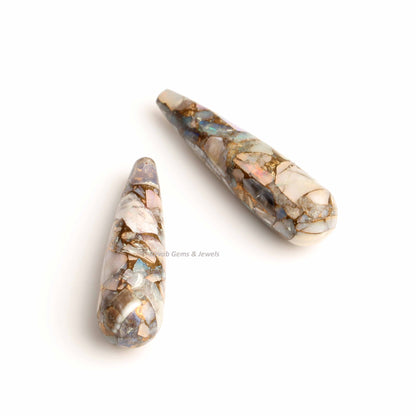 Ethiopian Opal Copper Composite 9x30mm Long Drops Loose Gemstone Calibrated Smooth Semi Precious Stone For Jewelry Pendant Earrings Making