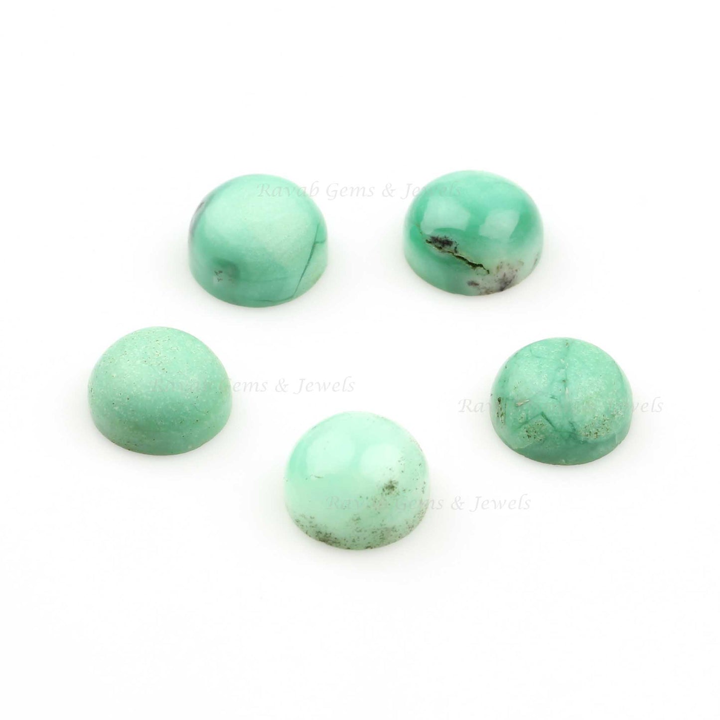 Natural Chrysoprase Round Shape 8mm-16mm Calibrated Smooth Cabochons Gemstone | Loose Beads Stones For Jewelry Earring Pendant 5 Pcs Set