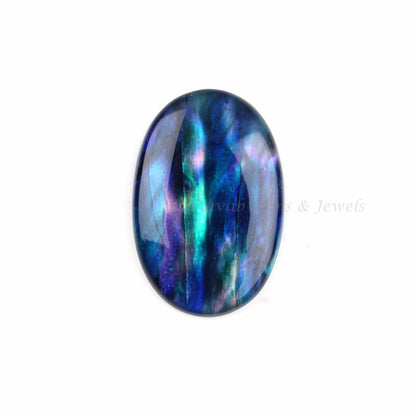 Blue Ammolite Quartz Oval Shape 5x7mm to 20x30mm Cabochon Gemstone For Pendant Necklace, DIY Jewelry Making Doublet Loose Gemstone, 1 Pc