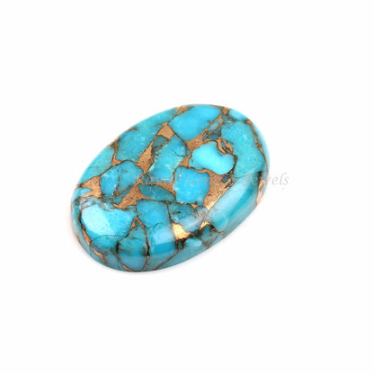 Blue Copper Turquoise Oval Shape Cabochon 5x7mm to 20x30mm Gemstone | Smooth Calibrated Loose Beads Stone For Jewelry Earring Making 1 Pc