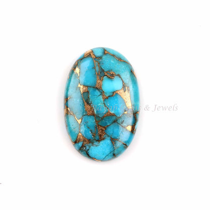 Blue Copper Turquoise Oval Shape Cabochon 5x7mm to 20x30mm Gemstone | Smooth Calibrated Loose Beads Stone For Jewelry Earring Making 1 Pc