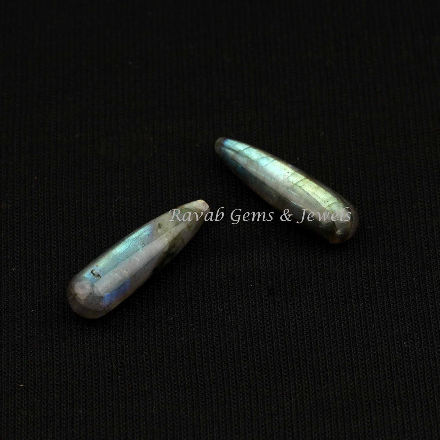 Natural Labradorite 9x30mm Smooth Drop Gemstone, Teardrop Long Loose Beads Stones For Jewelry Earring Making, Calibrated Pair- 2 Pcs Set