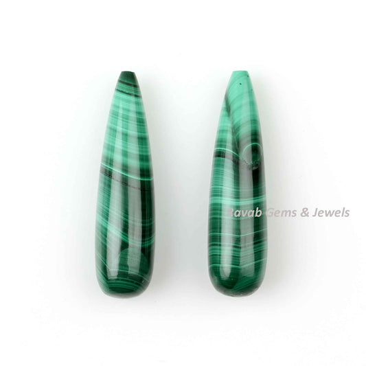 9x30mm Natural Malachite Drop Smooth Calibrated Gemstone Briolette, Malachite Drops Earrings Semi Precious Stone Jewelry making 2 pcs set