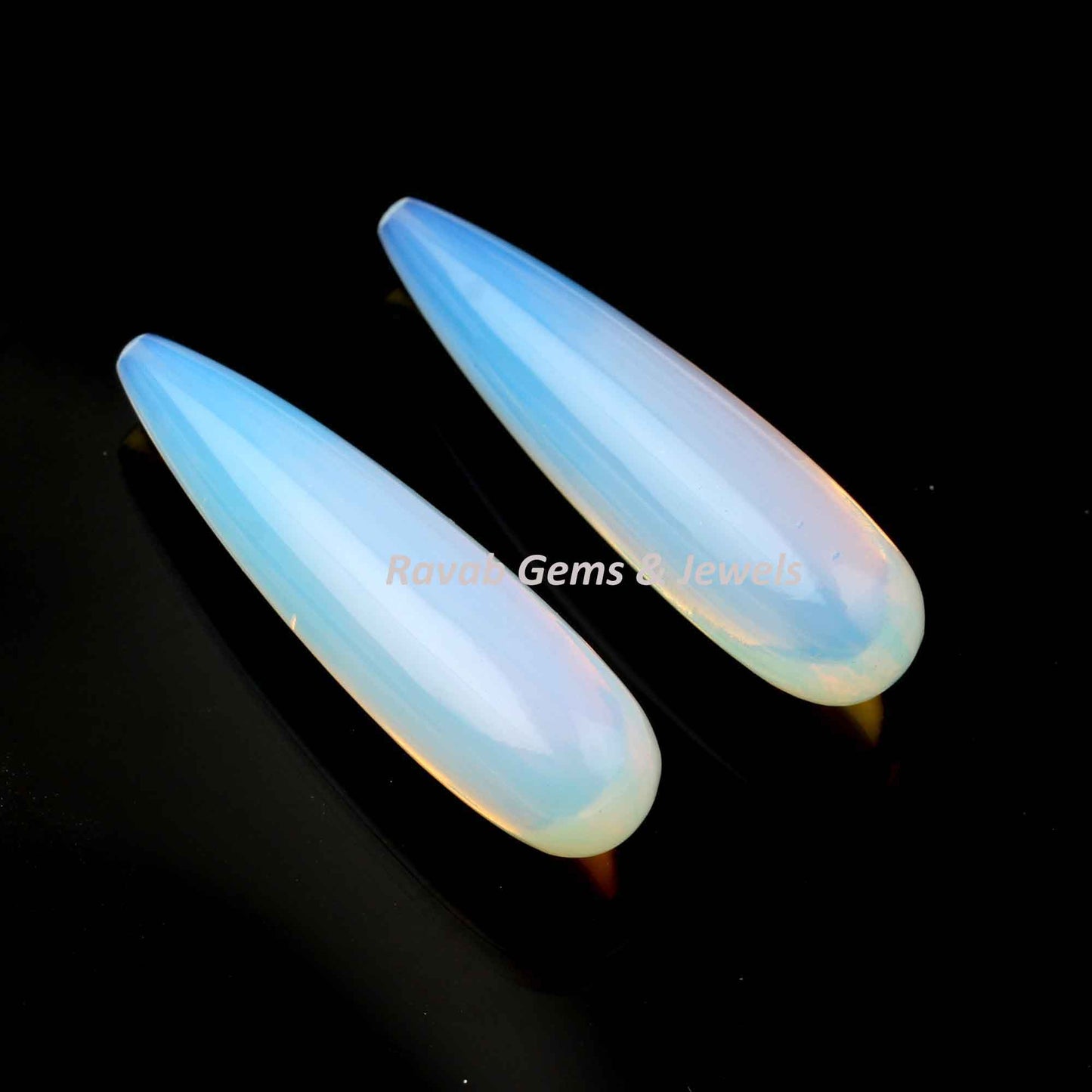 Opalite Hydrothermal Quartz Long Teardrops 9x30mm Loose Gemstone, Calibrated Smooth Semi Precious Stone For Jewelry Earring Making 2 Pcs