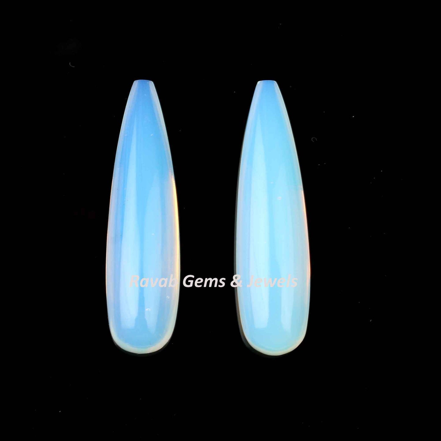 Opalite Hydrothermal Quartz Long Teardrops 9x30mm Loose Gemstone, Calibrated Smooth Semi Precious Stone For Jewelry Earring Making 2 Pcs