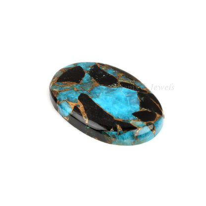 Blue Black Copper Turquoise Oval Shape 5x7mm to 20x30mm Cabochon Gemstone | Smooth Calibrated Loose Stone For DIY Jewelry Pendant Making 1pc