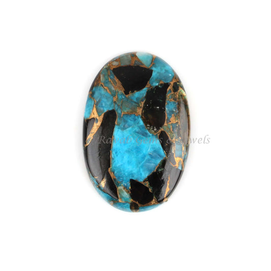 Blue Black Copper Turquoise Oval Shape 5x7mm to 20x30mm Cabochon Gemstone | Smooth Calibrated Loose Stone For DIY Jewelry Pendant Making 1pc