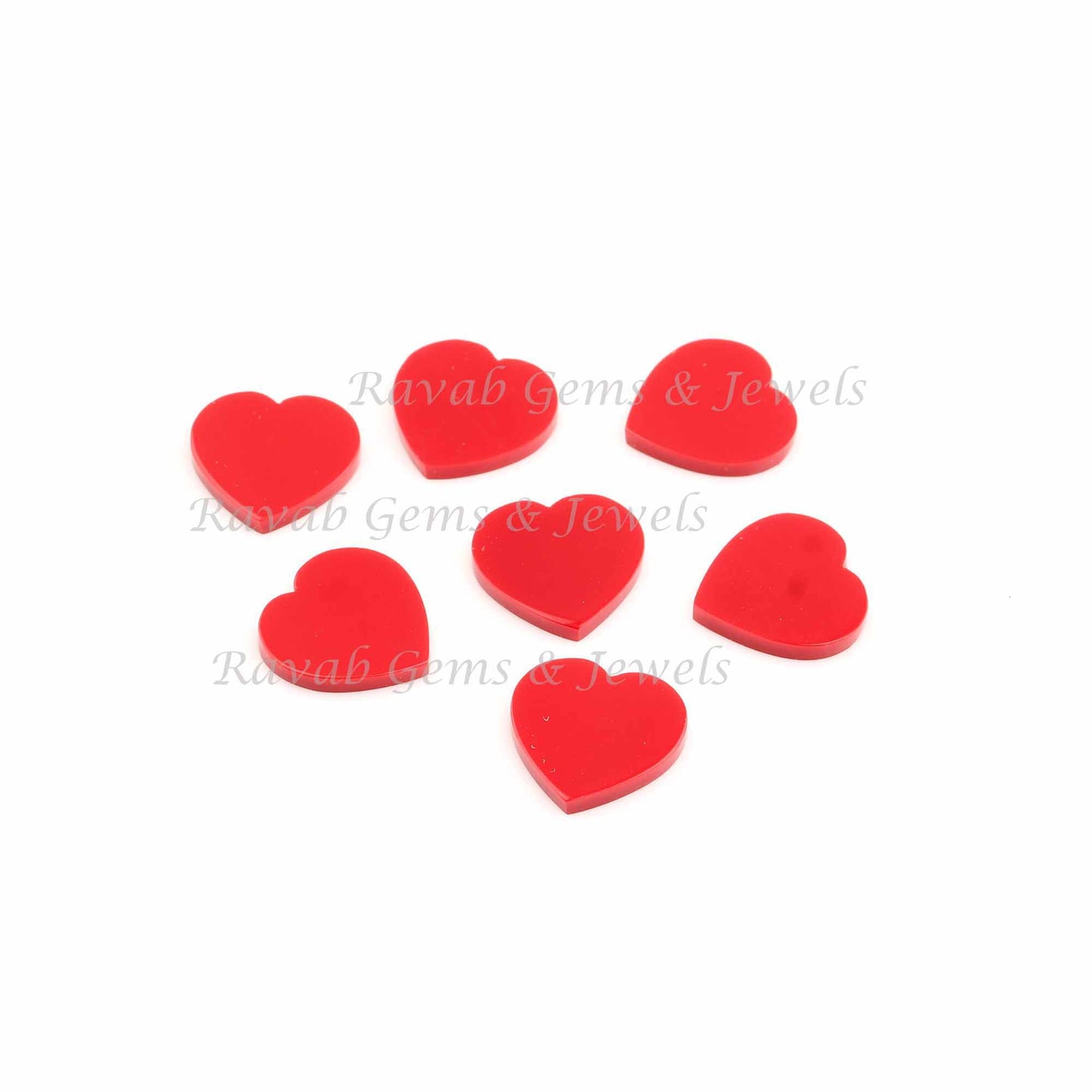 Love Gifted Red Coral Heart Shape Flat Gemstone DIY Jewelry Making Pendant, Earrings Semi Precious Loose Stones For Women's 12mm 2 pc Set