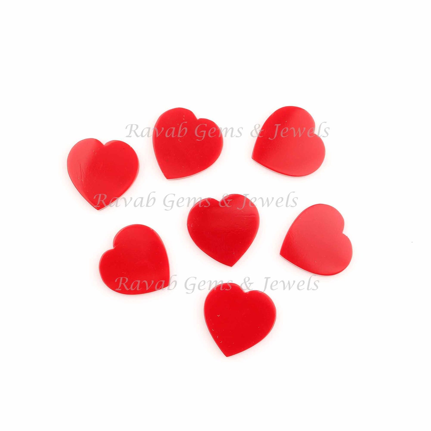 Love Gifted Red Coral Heart Shape Flat Gemstone DIY Jewelry Making Pendant, Earrings Semi Precious Loose Stones For Women's 12mm 2 pc Set