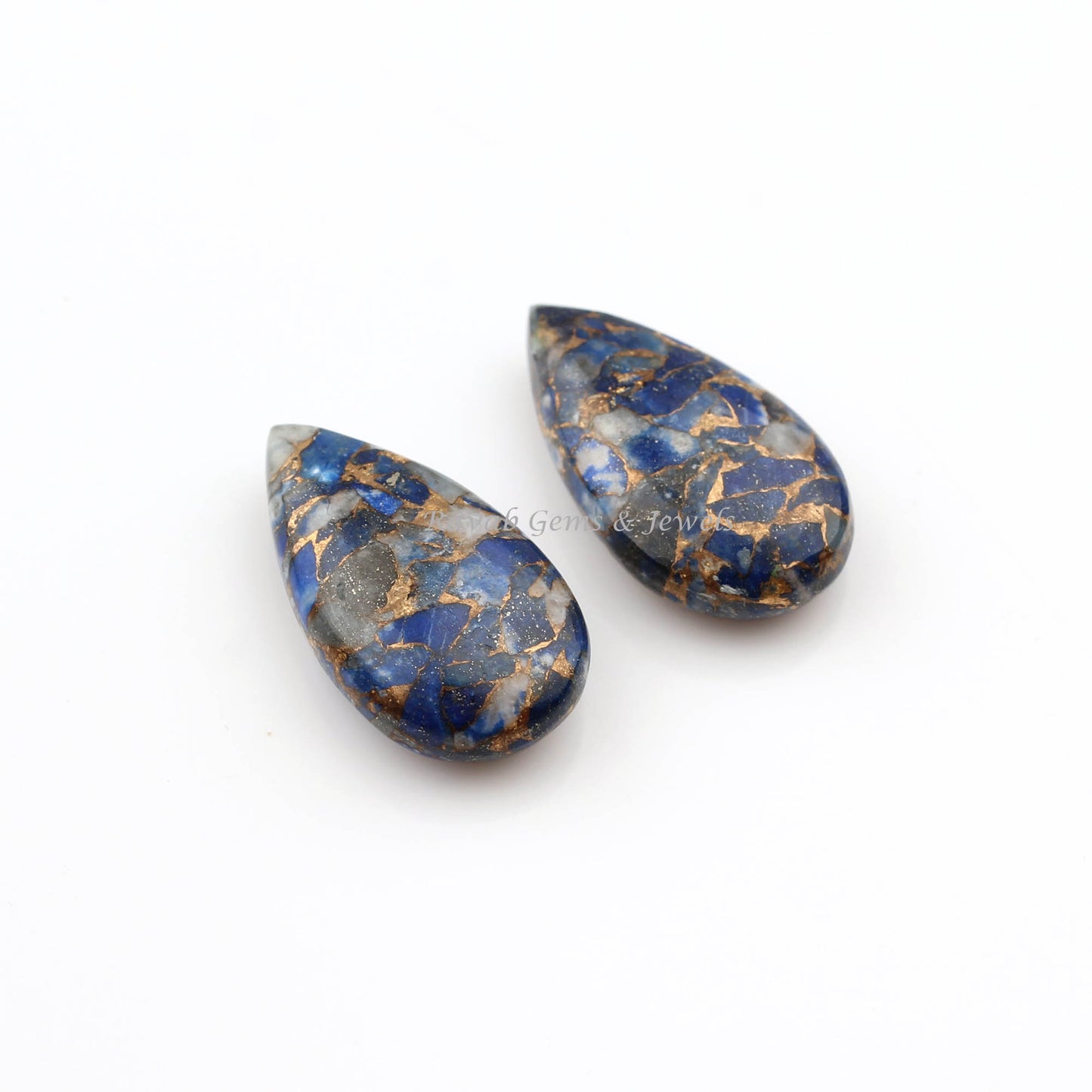 Lapis Lazuli Copper Long Pear Shape 11x20mm Smooth Briolette Gemstone, Loose Beads Calibrated Stone For Matching Jewelry Earring 2 Pcs Set