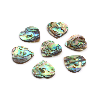 Natural Multi Abalone Shell Heart Shape 12mm Flat Gemstone, Loose Beads Calibrated Stone For Jewelry Making 2 Pcs Set All Size Available