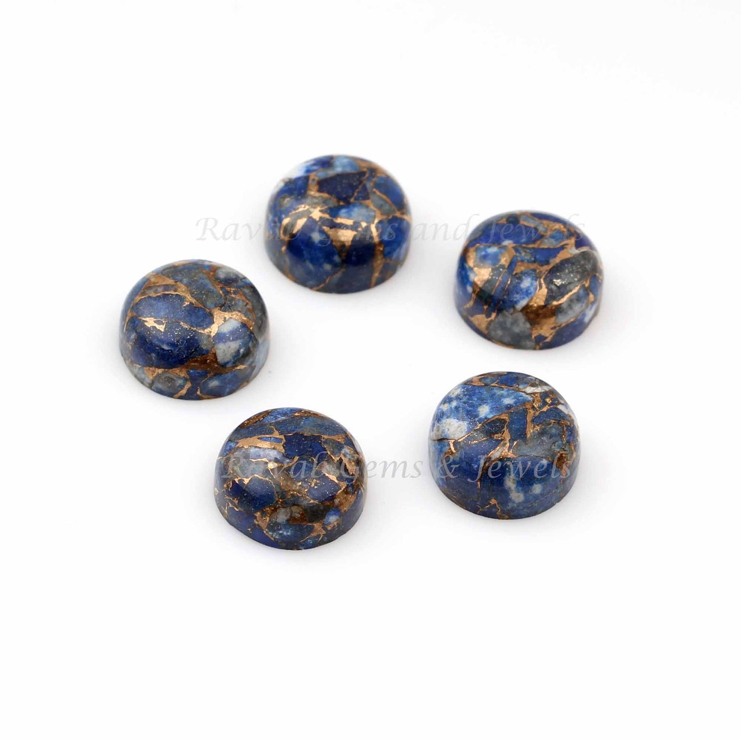 Copper Lapis Lazuli Round Shape Calibrated Cabochons Gemstone | Loose Beads Stones For Matching Jewelry Making 6mm-18mm 2 Pcs