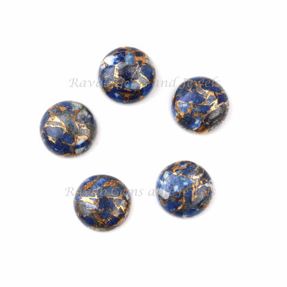 Copper Lapis Lazuli Round Shape Calibrated Cabochons Gemstone | Loose Beads Stones For Matching Jewelry Making 6mm-18mm 2 Pcs