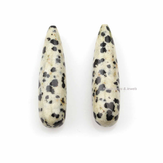 9x30mm Dalmatian Jasper Drop Smooth Gemstone, Loose Beads Calibrated Long Teardrop Earring Making Stones, Wholesale Rates - 2 Pcs Set