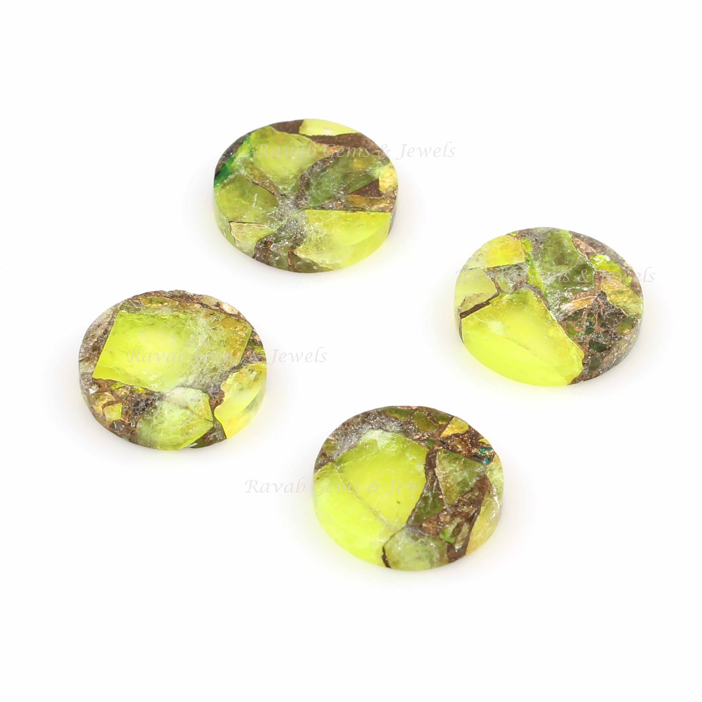 New Arrival Peridot Copper Natural Flat Smooth Round Shape Gemstone, Loose Beads Calibrated Stone For Jewelry Making 2 Pc All Size Available