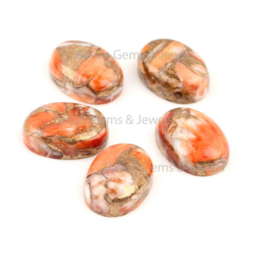 Sponge Coral Oval Copper Smooth Cabochon Gemstone -Loose Beads Calibrated Stone Flat Back Stones - All Sizes Available Wholesale 5 Pcs Set