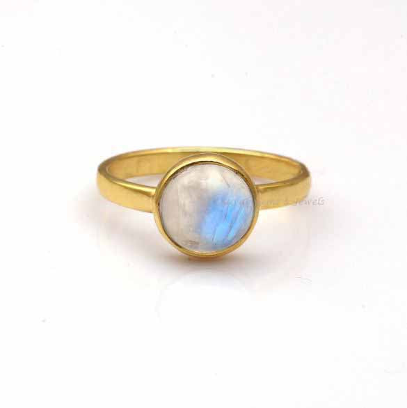 Rainbow Moonstone Ring, 925 Sterling Silver Ring, Round Shape Stone Ring, June Birthstone Ring, Promise Ring, Engagement Ring, Stacking Ring