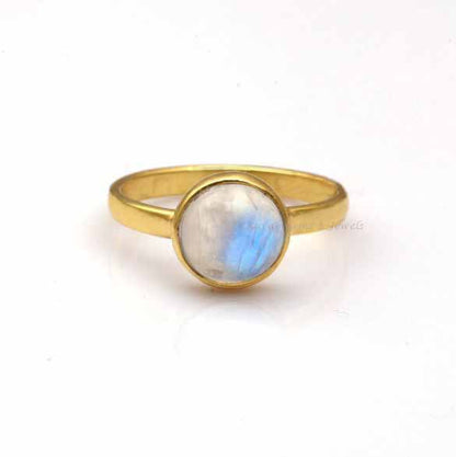 Rainbow Moonstone Ring, 925 Sterling Silver Ring, Round Shape Stone Ring, June Birthstone Ring, Promise Ring, Engagement Ring, Stacking Ring