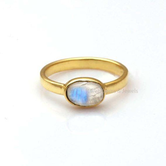 Rainbow Moonstone Ring, 925 Sterling Silver Ring, Engagement Ring, Women Stackable Ring, Blue Flashy Ring, Delicate Ring, Anniversary Gifts