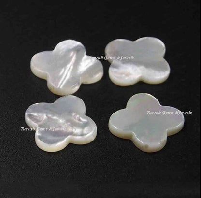 Mother Of Pearl, Clover Both Side Flat, Loose Gemstone, 4 Leaf, Wholesale Supplier, Semi Precious Stone, For Making Jewelry, All Size Avail.