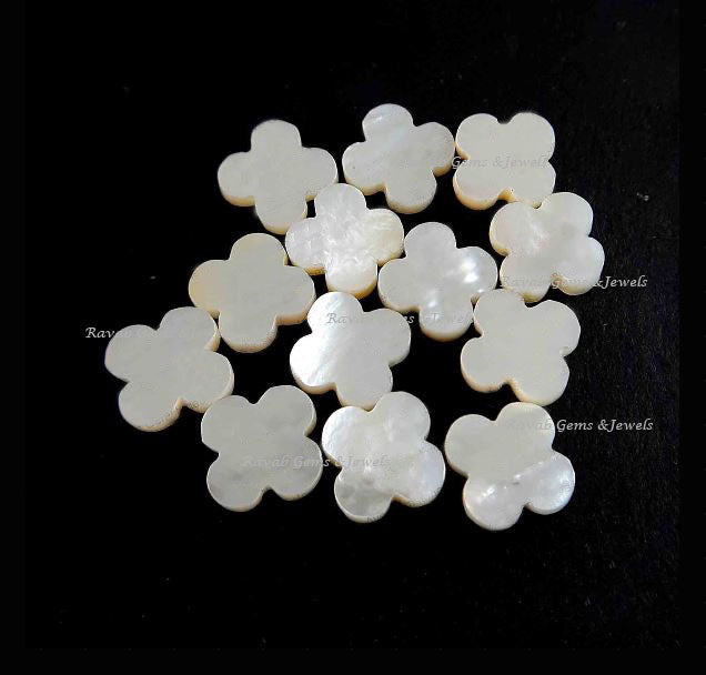 Mother Of Pearl, Clover Both Side Flat, Loose Gemstone, 4 Leaf, Wholesale Supplier, Semi Precious Stone, For Making Jewelry, All Size Avail.