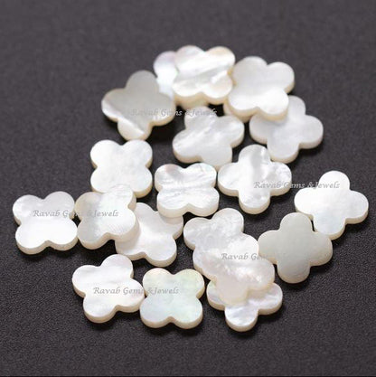 Mother Of Pearl, Clover Both Side Flat, Loose Gemstone, 4 Leaf, Wholesale Supplier, Semi Precious Stone, For Making Jewelry, All Size Avail.