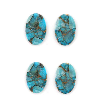 Blue Copper Turquoise Oval Shape 12x19mm Flat Gemstone, Calibrated Stones For Jewelry Making, Best Quality Stone For Earrings 2 Pcs Set