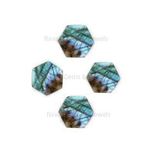 Natural Labradorite Hexagon Shape Flat Gemstone, Loose Beads Stones For Pendant Earring Making 12mm 2 Pcs Set, Bridemaid Jewlery Making Gift