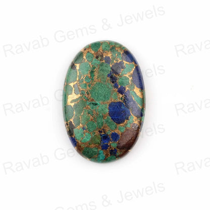 Azurite Copper Oval Cabochon 5x7mm to 20x30mm Gemstone For Pendant Necklace, DIY Jewelry Making Bead Smooth Loose Beads Gemstone, 1 Pc