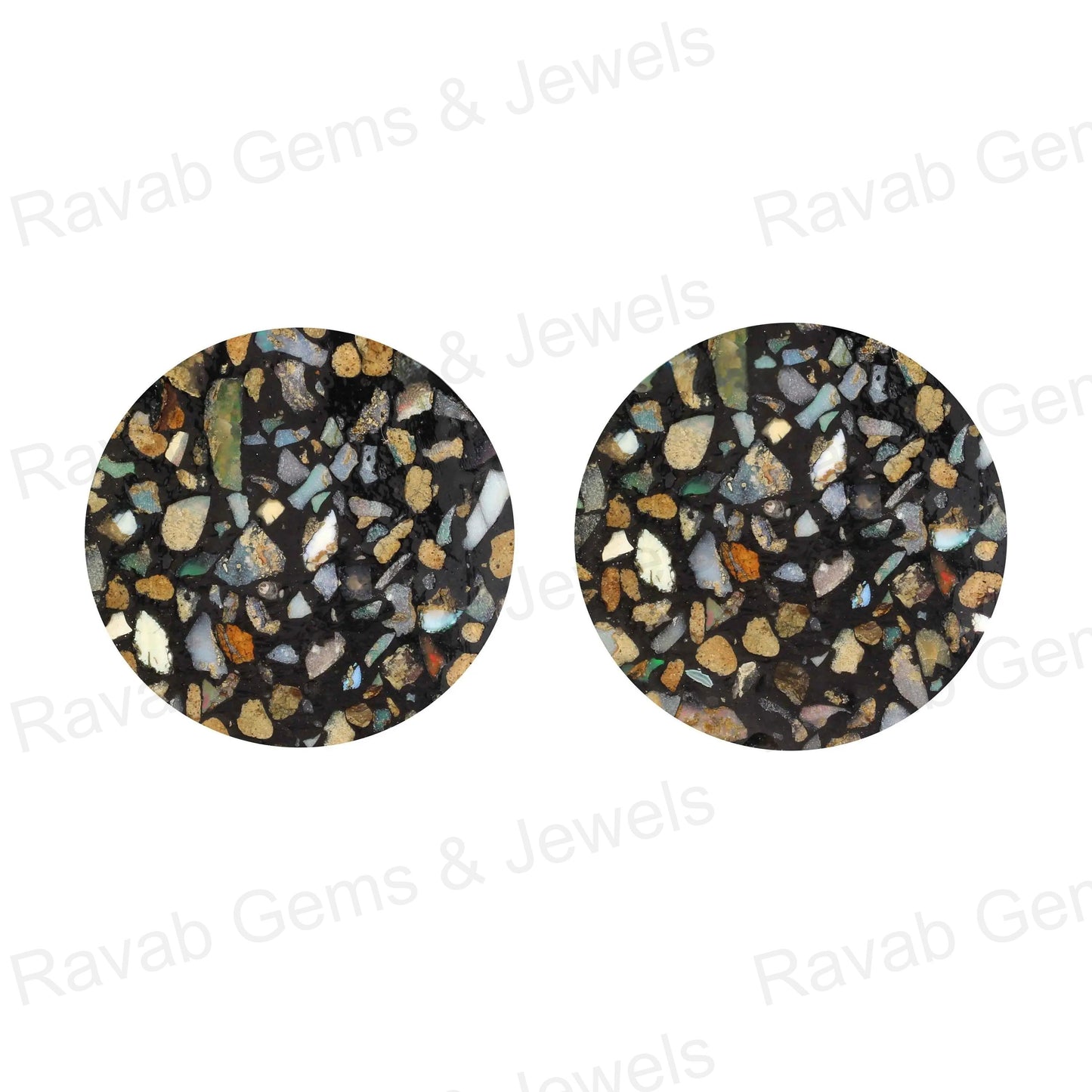 Black Ethiopian Opal Composite, Round Coin Both Side Flat, Loose Gemstone, Semi Precious Stone, Calibrated Smooth, For Jewelry Earring 2 Pcs