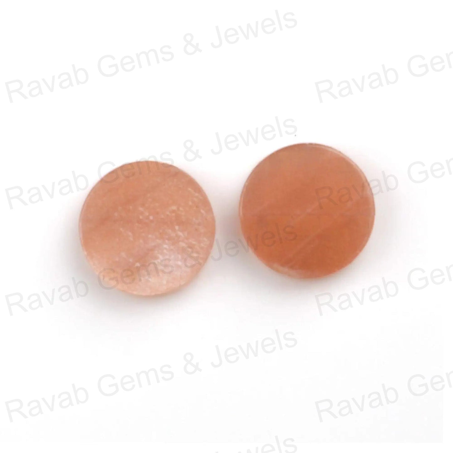 Beautiful Peach Moonstone Round Coin shape 12mm Flat Gemstone Calibrated, Peach Moonstone Jewelry making beads 2 pcs set